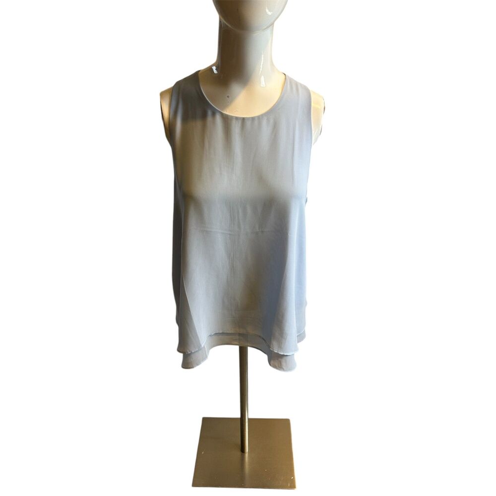 ANN TAYLOR Factory Women’s Top Crew Neck Sz M Sleeveless Semi Sheer Double Layer